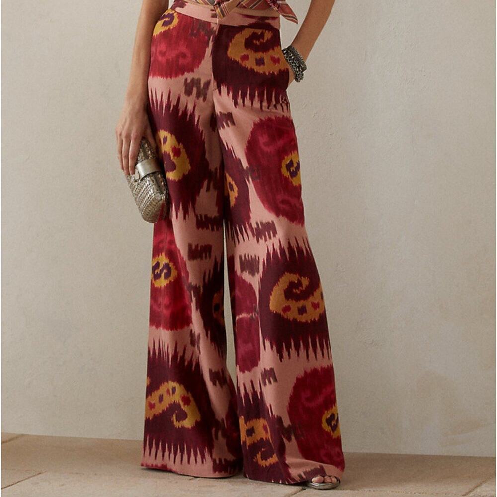 Vintage Ralph Lauren Purple Label Wide Leg Silk Pants ikat Printed 1990s Runway - Picture 6 of 16